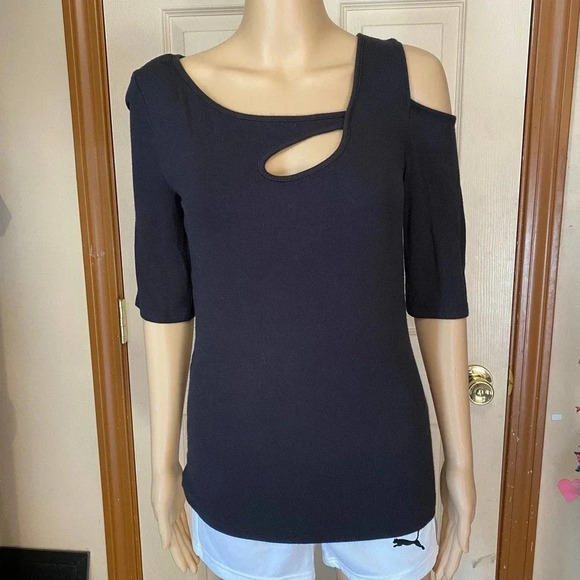 Goldray Modal blend Super Soft Stretchy Comfortable Cold Shoulder Top Women SZ L - Picture 8 of 8